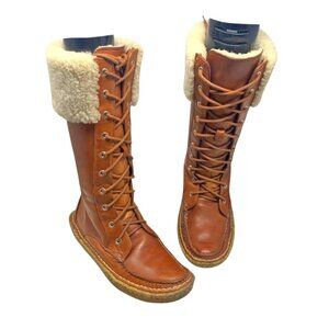 Ralph Lauren Collection Leather Shearling Lined Tall Lace Up Tall‎ Boots